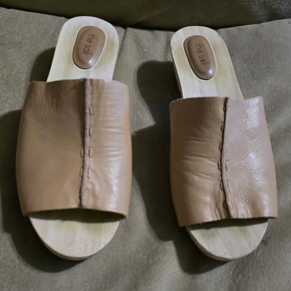 The Sak Ella Clog Sandals Leather Wooden Heel Size 9 *New - Picture 4 of 13